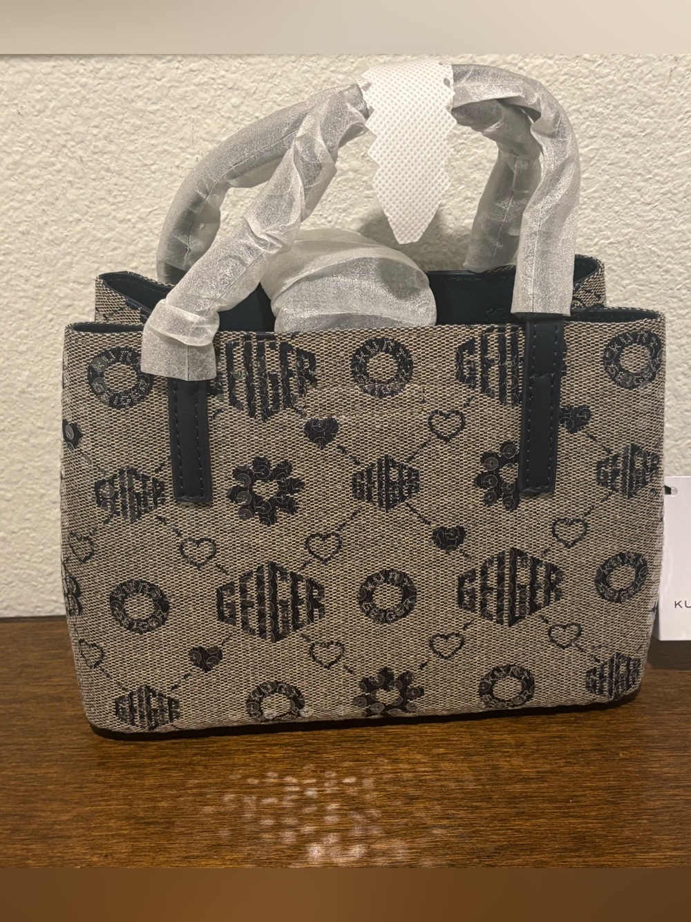 Kurt Geiger Hampstead Sequin Jacquard Mini Tote with crossbody strap - Picture 8 of 12